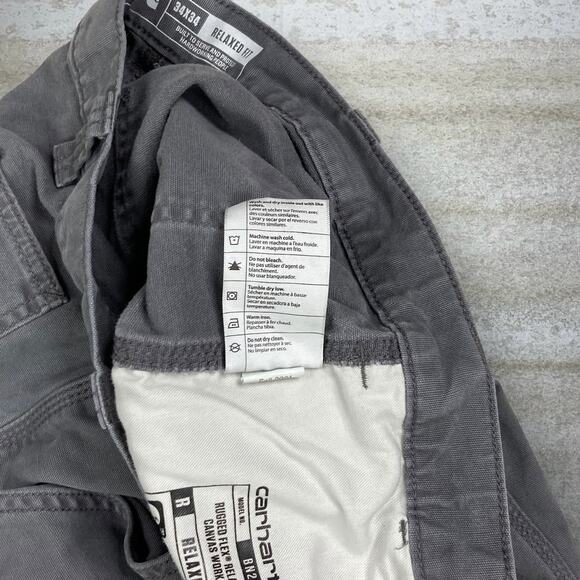 Vintage Carhartt Carpenter Pants Grey Canvas Relaxed Fit Dungarees Painters 90s - Picture 5 of 8
